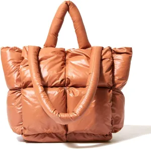Large Puffer Tote Bag, Trendy Quilted Cotton Padded Handbags for women, Soft Shoulder Bag Nylon Down Pillow Shopper Bag