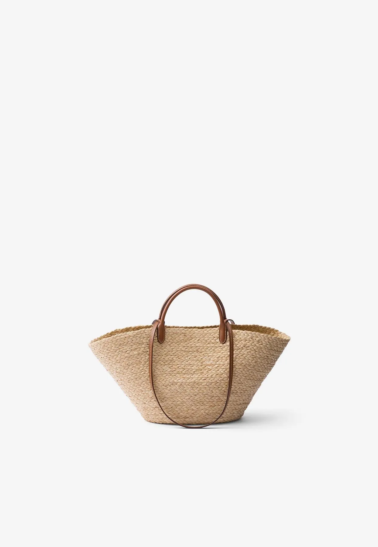 Large Raffia and Leather Tote Bag