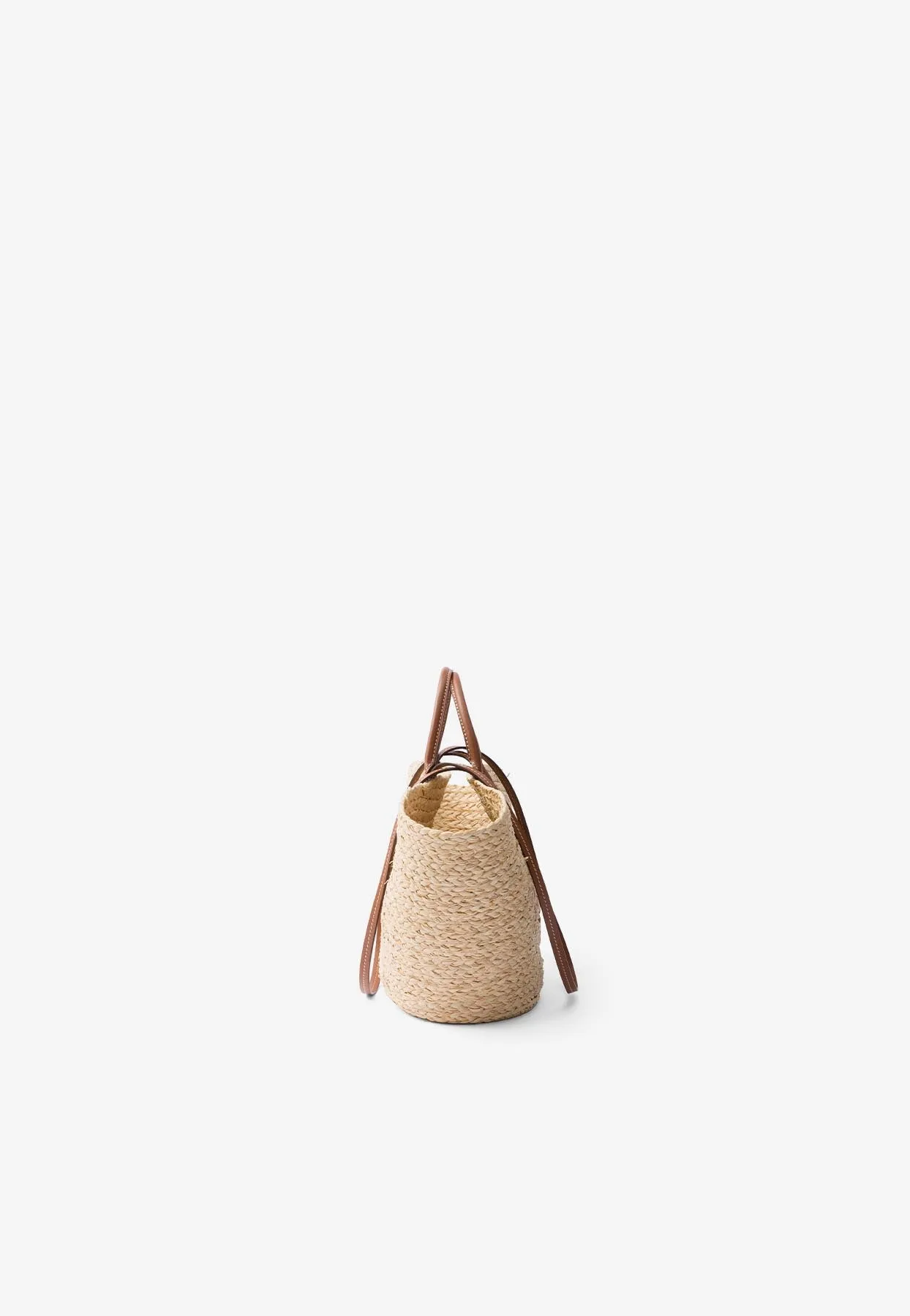 Large Raffia and Leather Tote Bag