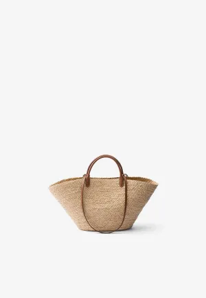 Large Raffia and Leather Tote Bag