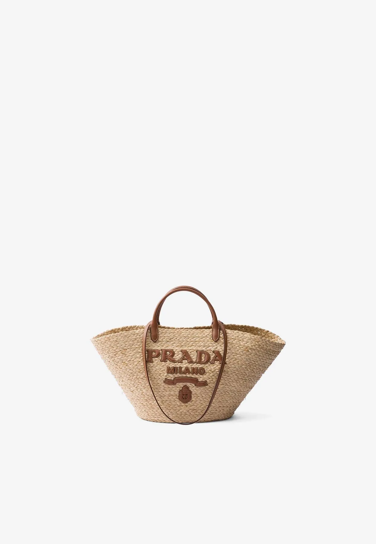 Large Raffia and Leather Tote Bag