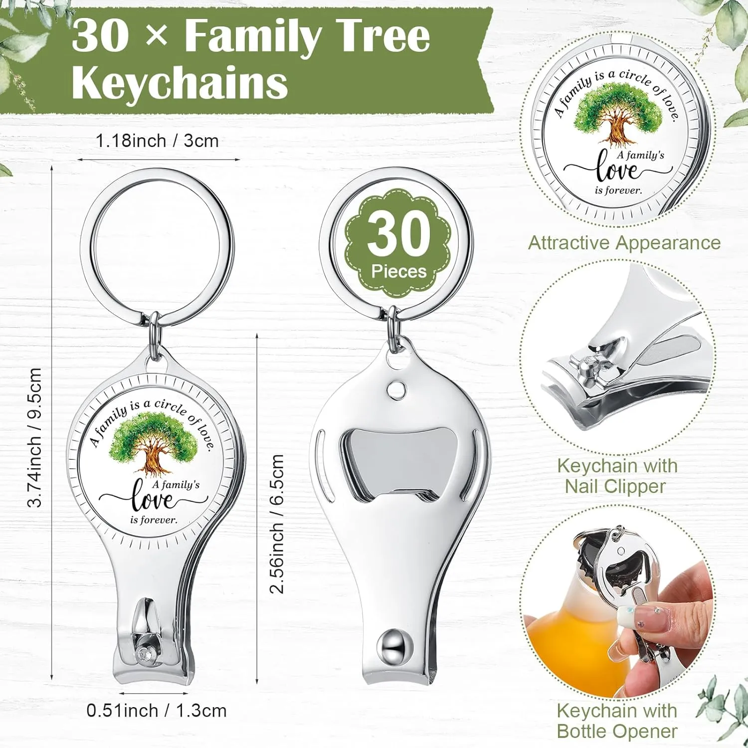 Lasnten 30 Sets Family Reunion Party Favors Decorations Bulk Family Tree Keychain Bottle Opener with Card and Gift Bag for Home Reunion Party Supplies