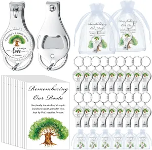 Lasnten 30 Sets Family Reunion Party Favors Decorations Bulk Family Tree Keychain Bottle Opener with Card and Gift Bag for Home Reunion Party Supplies
