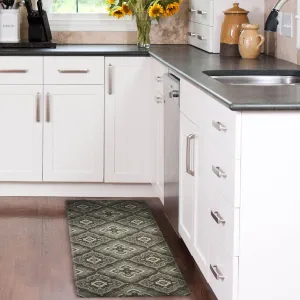 Laura Ashley – Anti-Fatigue Kitchen Mat, Allie Medallion Design, Stain, Water & Fade Resistant, Cooking & Standing Relief, Non-Slip Backing, Measures 17.5” x 48", Dark Grey Allie