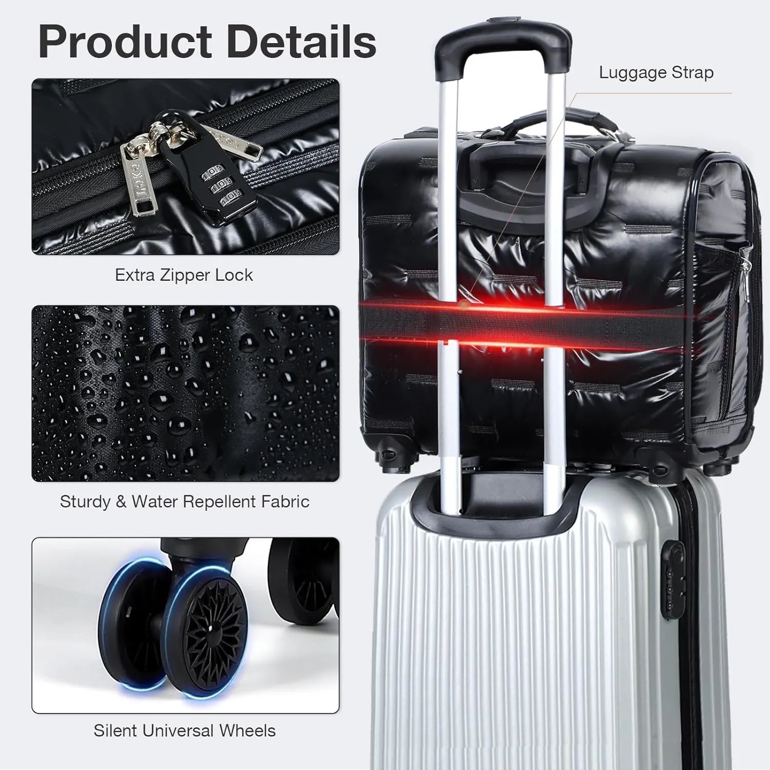 Lekebobor Rolling Laptop Bag Rolling Laptop Briefcase on Wheels for Women/Men Fits Up to 15.6Inch computer Bags