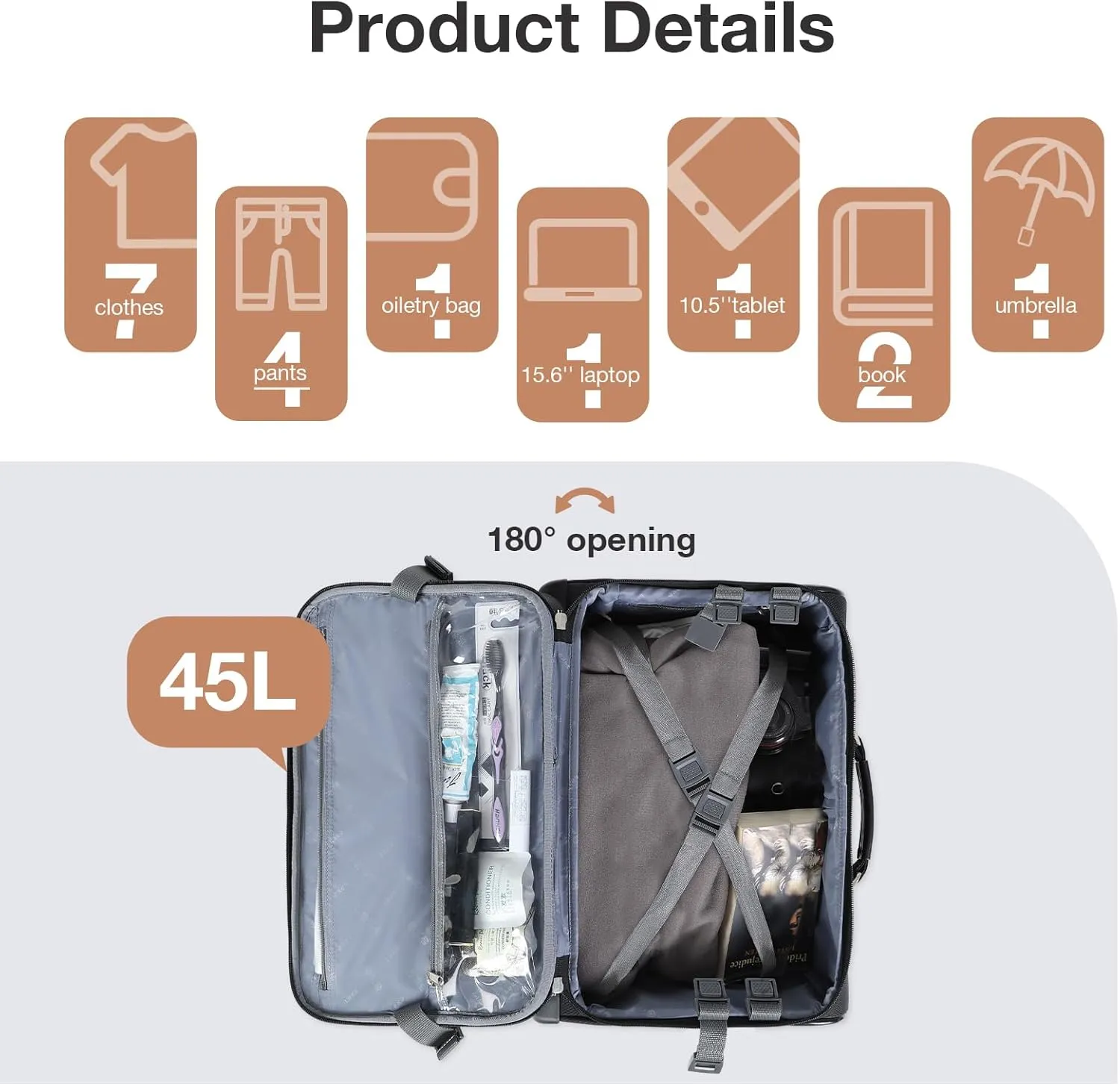 Lekebobor Rolling Laptop Bag Rolling, Laptop Briefcase on Wheels with 3 Packing Cubes for Women Fits Up to 17.3Inch computer Bags Water Resistant for Work Travel and Business, Black