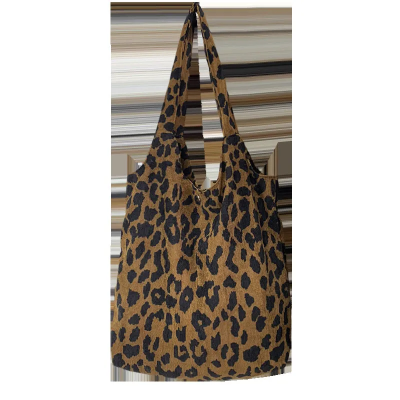 Leopard Print Canvas Female Versatile Cloth Shoulder Bags