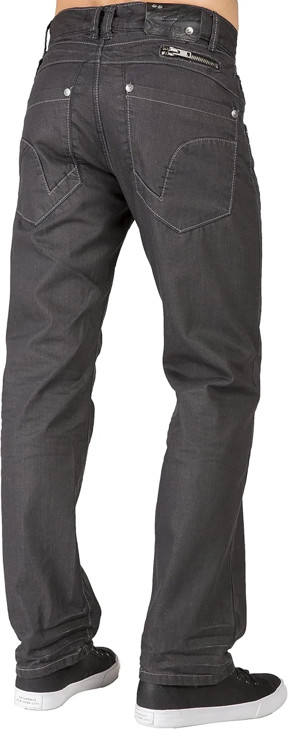 Level 7 Men's Relaxed Bootcut & Relaxed Straight Leg Denim Distressed Jeans with Zipper Pocket