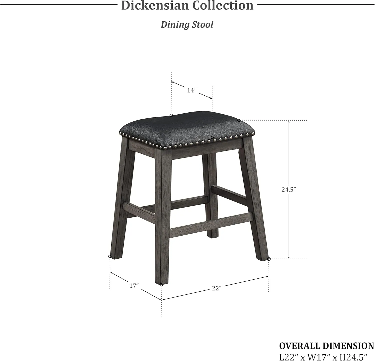 Lexicon Dickensian Counter Height Stool (Set of 2), Gray