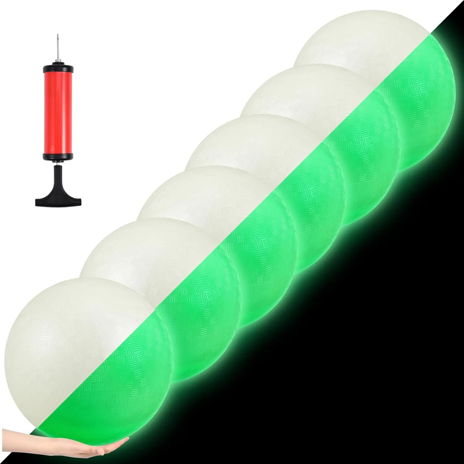 Libima 8.5 Inches Glow in The Dark Kickballs Dodgeballs Light up Playground Ball Bouncy Balls with Pump for Kids Adults Playground School Backyard Game Outdoor Glow in The Dark Games