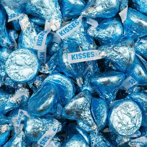 Light Blue Hershey's Kisses Plus Exclusive Free Celebrate Kiss Stickers by Just Candy 90 Pieces