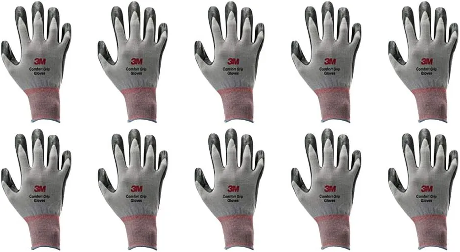 Lightweight Nitrile Foam Coated Best Work Gloves, Washable_Smart Touch 10 Pairs Pack (Extra Large, Grey)