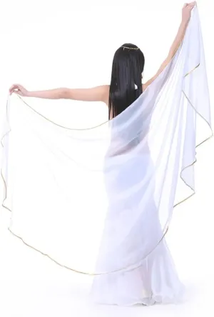 Lightweight Semicircle Chiffon Hand Scarf Belly Dance Costume Outfit Hip Scarf Sequin Trim Shawls Veils