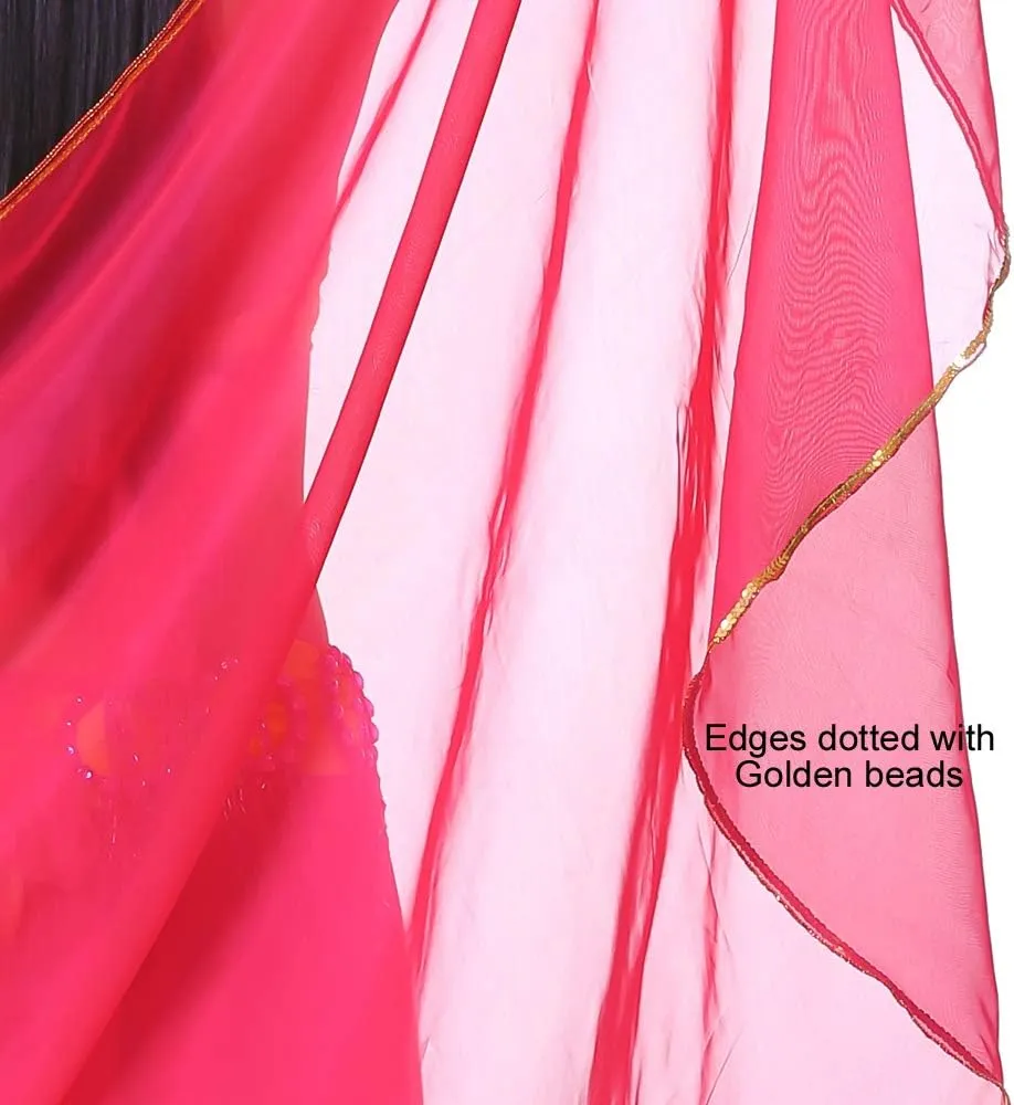 Lightweight Semicircle Chiffon Hand Scarf Belly Dance Costume Outfit Hip Scarf Sequin Trim Shawls Veils