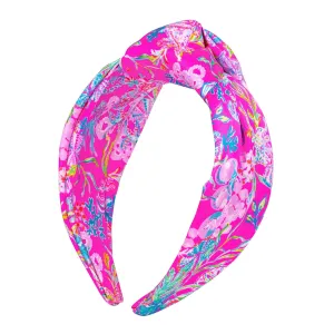 Lilly Pulitzer Colorful Knotted Headband, Pink Wide Satin Headband, Cute Hair Accessories for Women & Girls, Shell Me Something Good