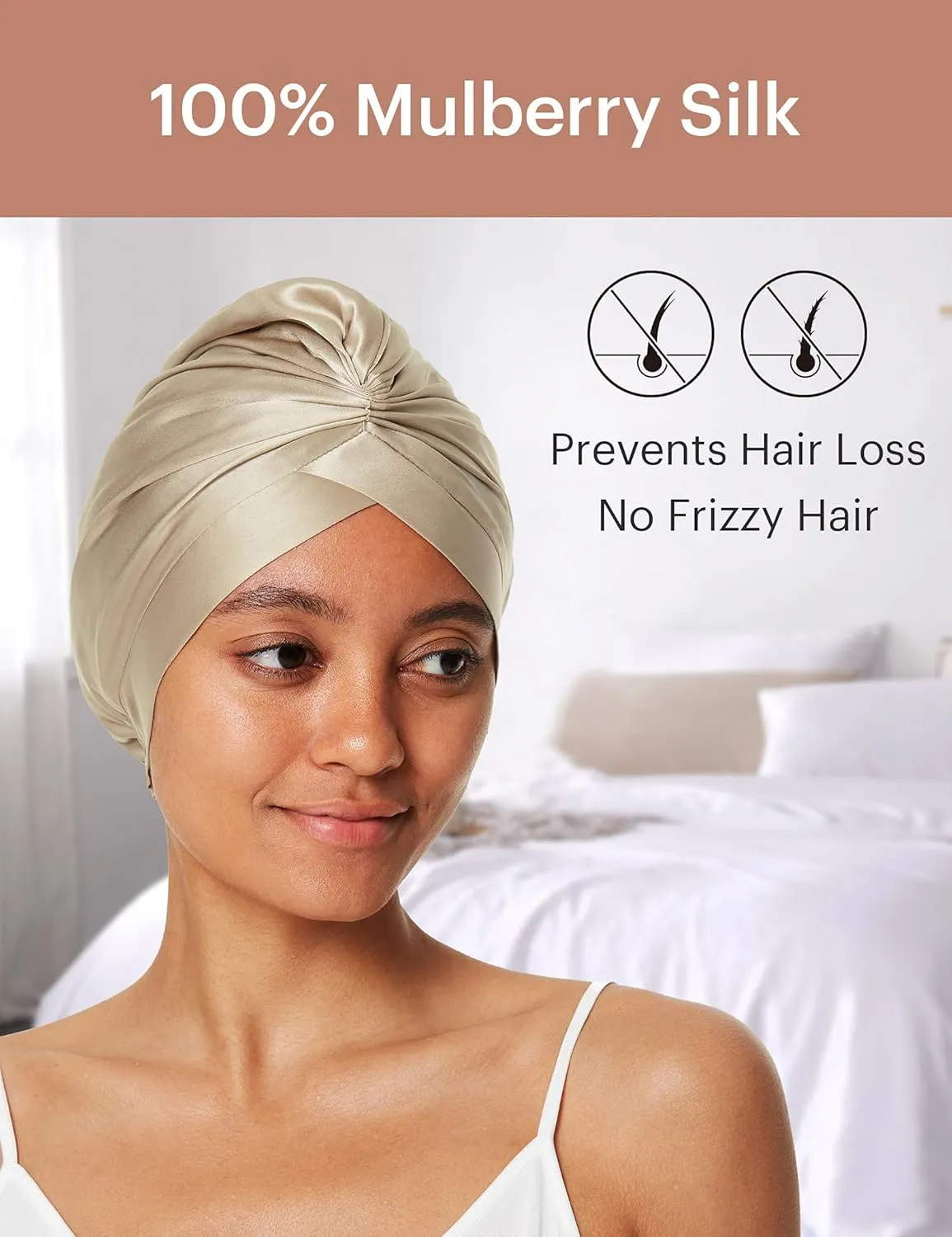 LilySilk Silk Bonnet for Sleeping Womens 100% Mulberry Silk Sleep Cap Hair Wrap for Curly Long Hair