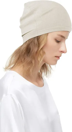 LilySilk Silk Knitted Slouchy Beanie Breathable Curly Hair Thin Women Men Stretch Skull Cap Slap Soft Comfortable