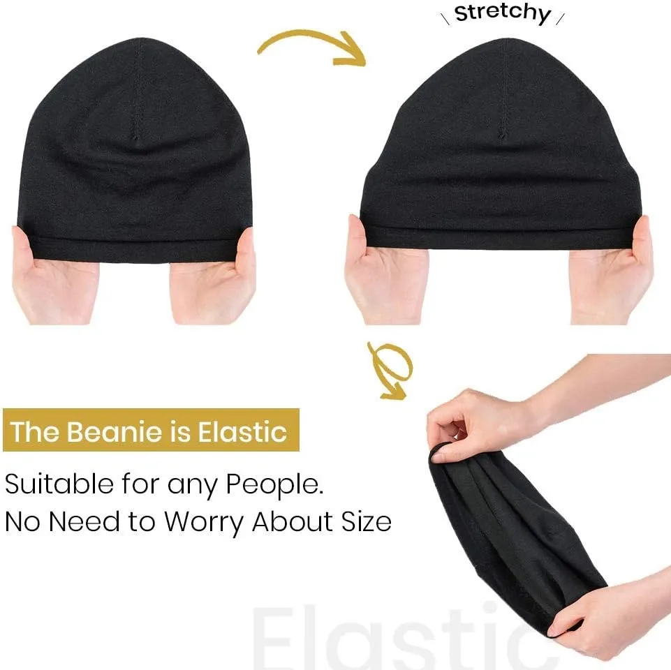 LilySilk Silk Knitted Slouchy Beanie Breathable Curly Hair Thin Women Men Stretch Skull Cap Slap Soft Comfortable