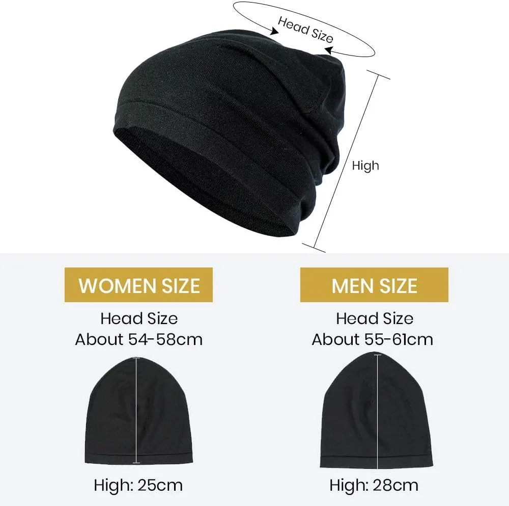 LilySilk Silk Knitted Slouchy Beanie Breathable Curly Hair Thin Women Men Stretch Skull Cap Slap Soft Comfortable
