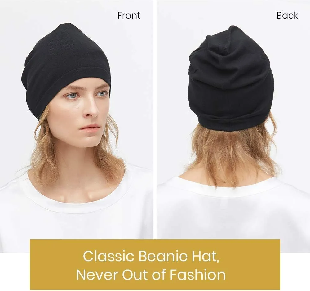 LilySilk Silk Knitted Slouchy Beanie Breathable Curly Hair Thin Women Men Stretch Skull Cap Slap Soft Comfortable
