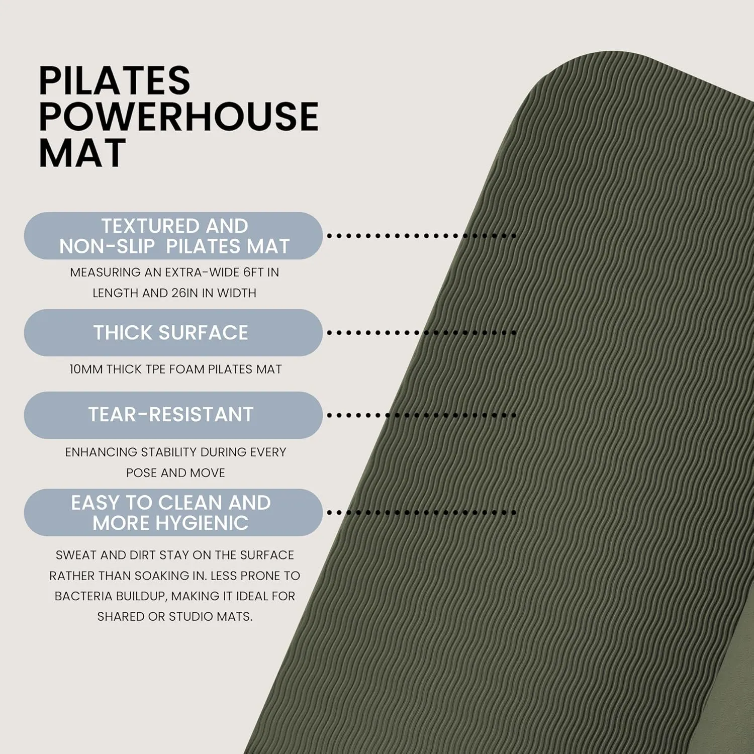 Lindywell Pilates Yoga Workout Mat Non Slip 6mm, 8mm, 10mm Thick - 6ft x 26in - Workout Exercise Mat, Superior Joint & Spine Support - Portable with Straps - Perfect for Yoga, Stretching, & Pilates