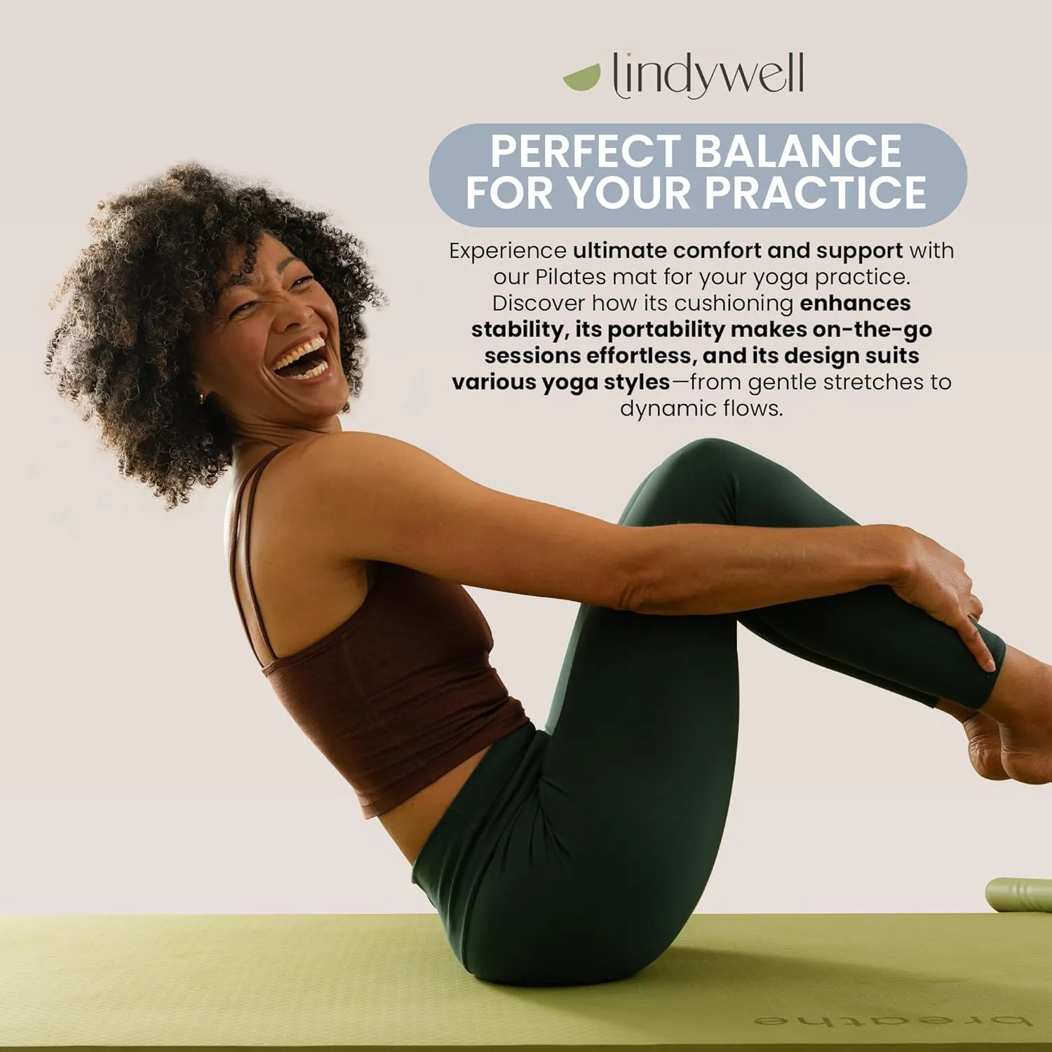 Lindywell Pilates Yoga Workout Mat Non Slip 6mm, 8mm, 10mm Thick - 6ft x 26in - Workout Exercise Mat, Superior Joint & Spine Support - Portable with Straps - Perfect for Yoga, Stretching, & Pilates