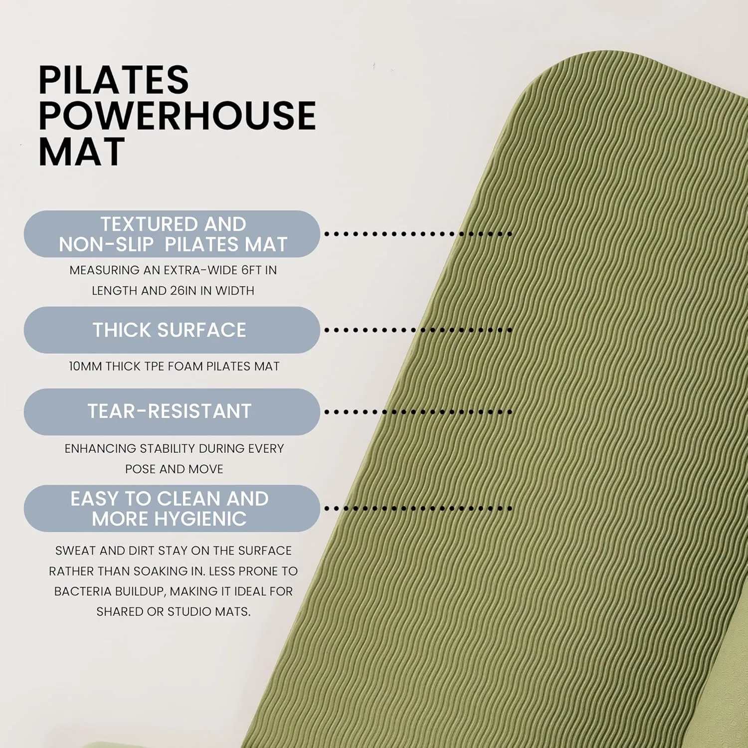 Lindywell Pilates Yoga Workout Mat Non Slip 6mm, 8mm, 10mm Thick - 6ft x 26in - Workout Exercise Mat, Superior Joint & Spine Support - Portable with Straps - Perfect for Yoga, Stretching, & Pilates