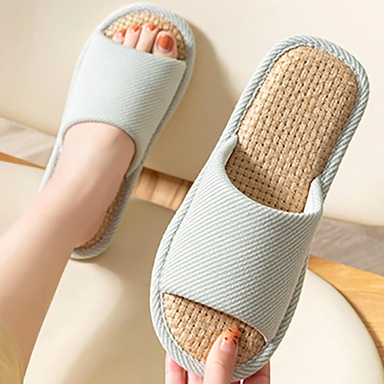 Linen Slippers - Indoor Summer Silent Slippers For Women And Men
