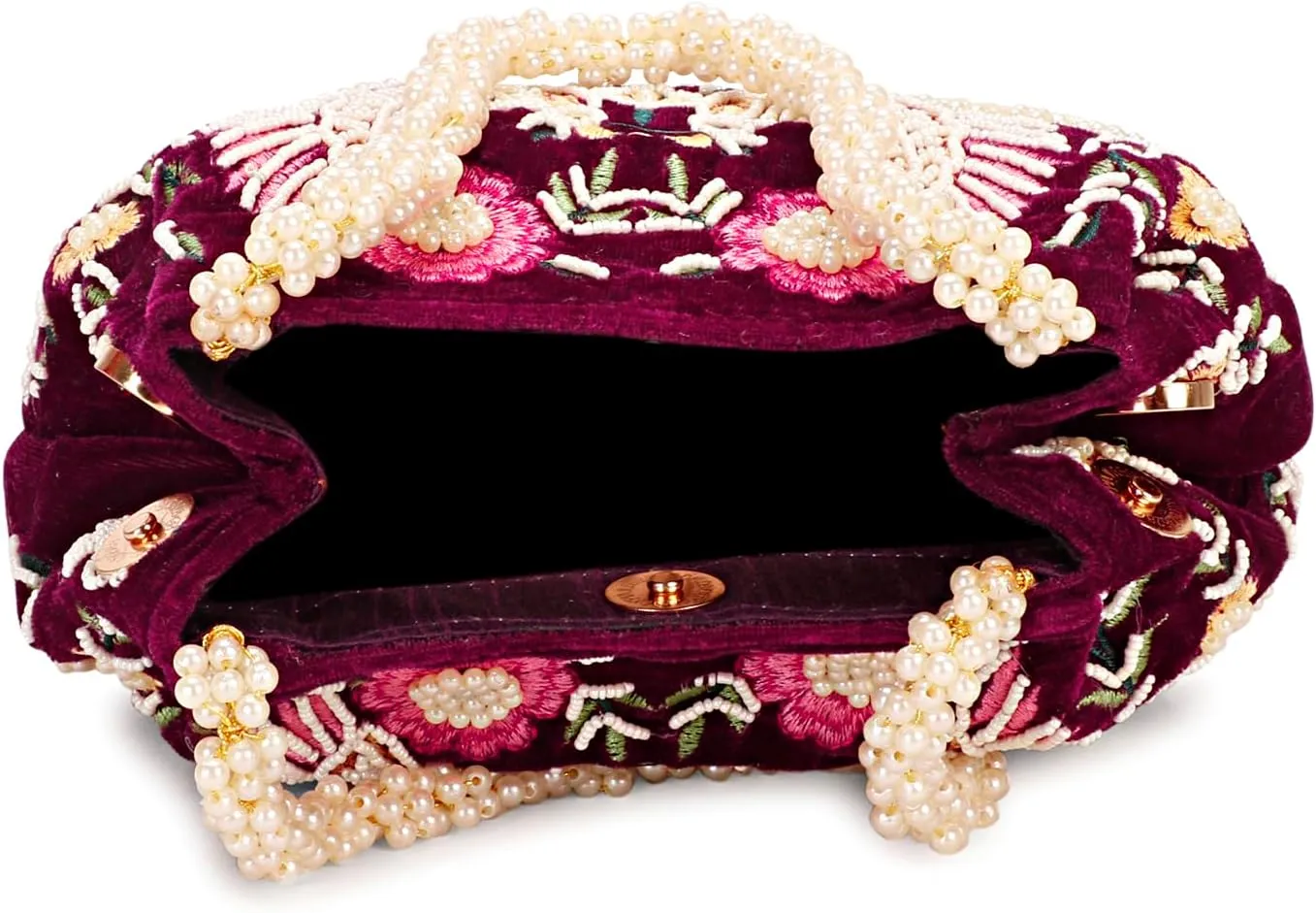 LONGING TO BUY Indian Peacock Embrodiery Potli Bag With Both Side Hand Work, Fancy Potli Bag for Women