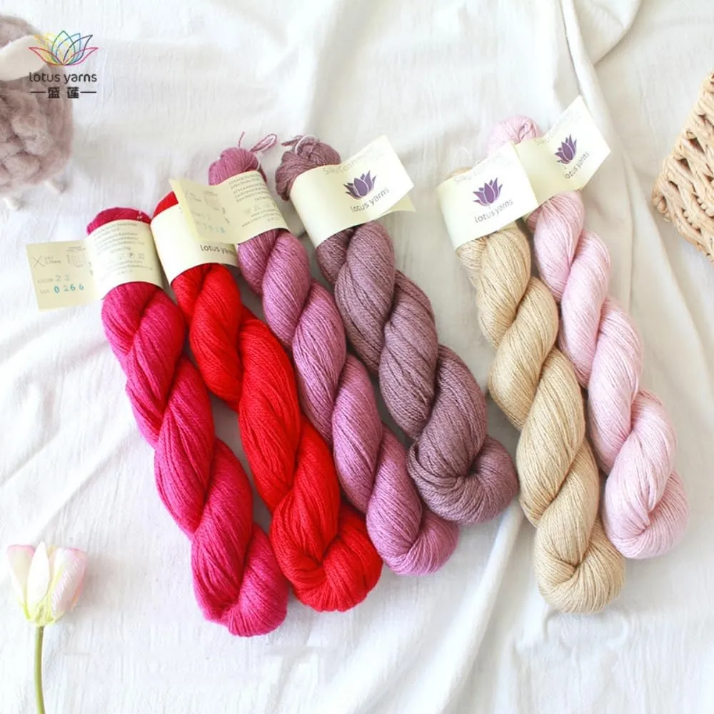 Lotus Yarns Silky Cashmere Fingering Weight Knitting Yarn Skein Shiny Soft and Breathable Crochet Yarn, Great for Shawl, Scarves, Top and Craft Projects (11-Fuchsia)