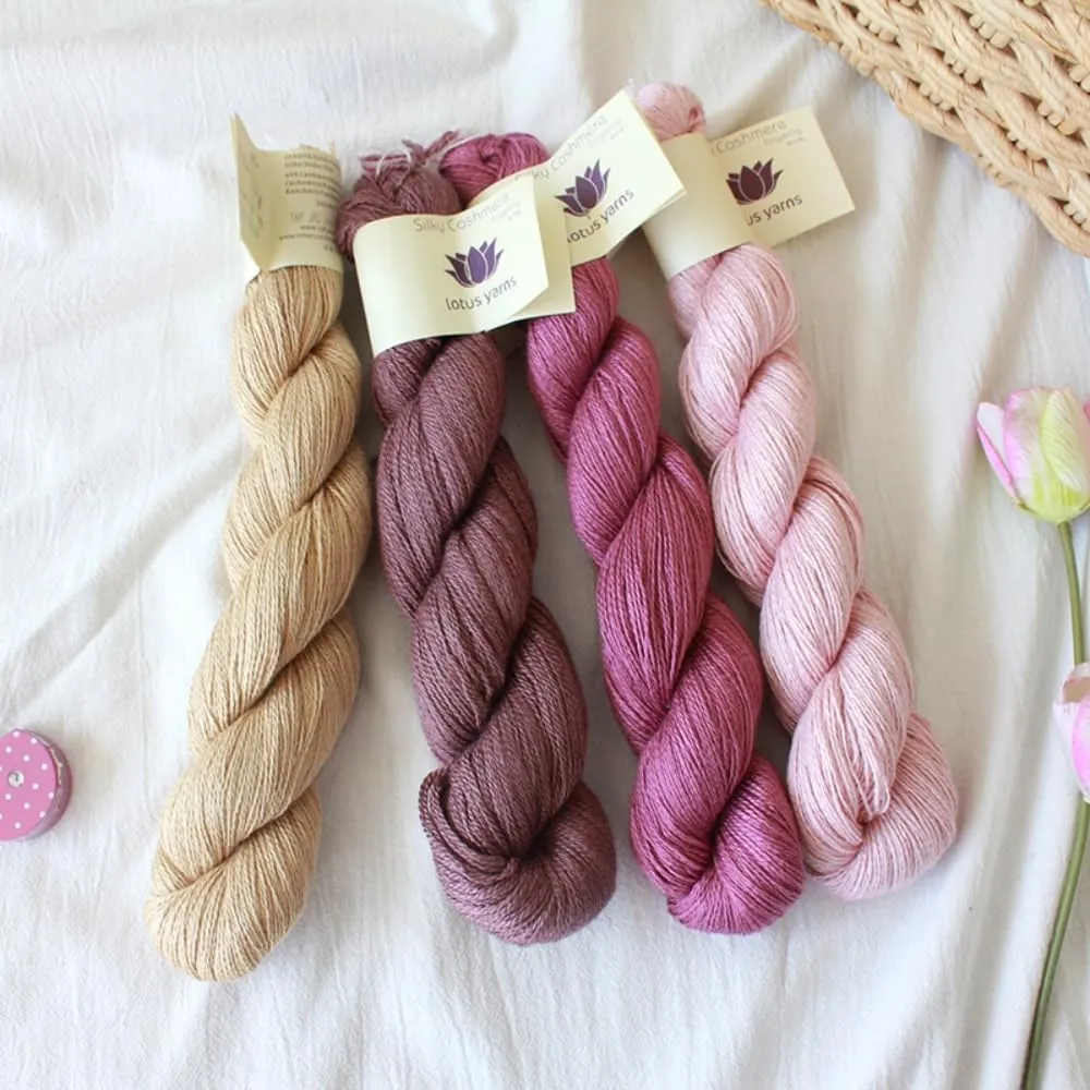 Lotus Yarns Silky Cashmere Fingering Weight Knitting Yarn Skein Shiny Soft and Breathable Crochet Yarn, Great for Shawl, Scarves, Top and Craft Projects (11-Fuchsia)