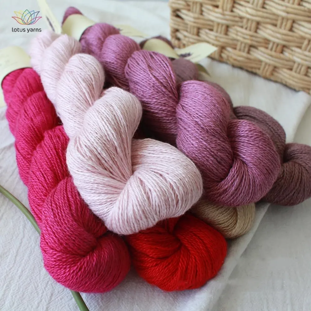 Lotus Yarns Silky Cashmere Fingering Weight Knitting Yarn Skein Shiny Soft and Breathable Crochet Yarn, Great for Shawl, Scarves, Top and Craft Projects (11-Fuchsia)