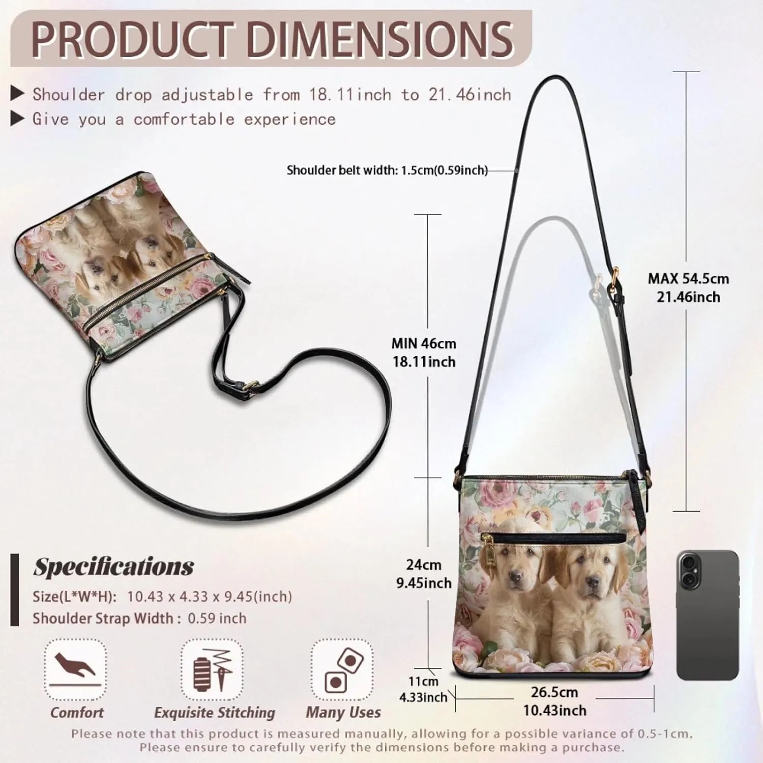 Lotusorchid Leather Shoulder Bag for Women, Cross body Bag Tote Bags with Adjustable Shoulder Strap