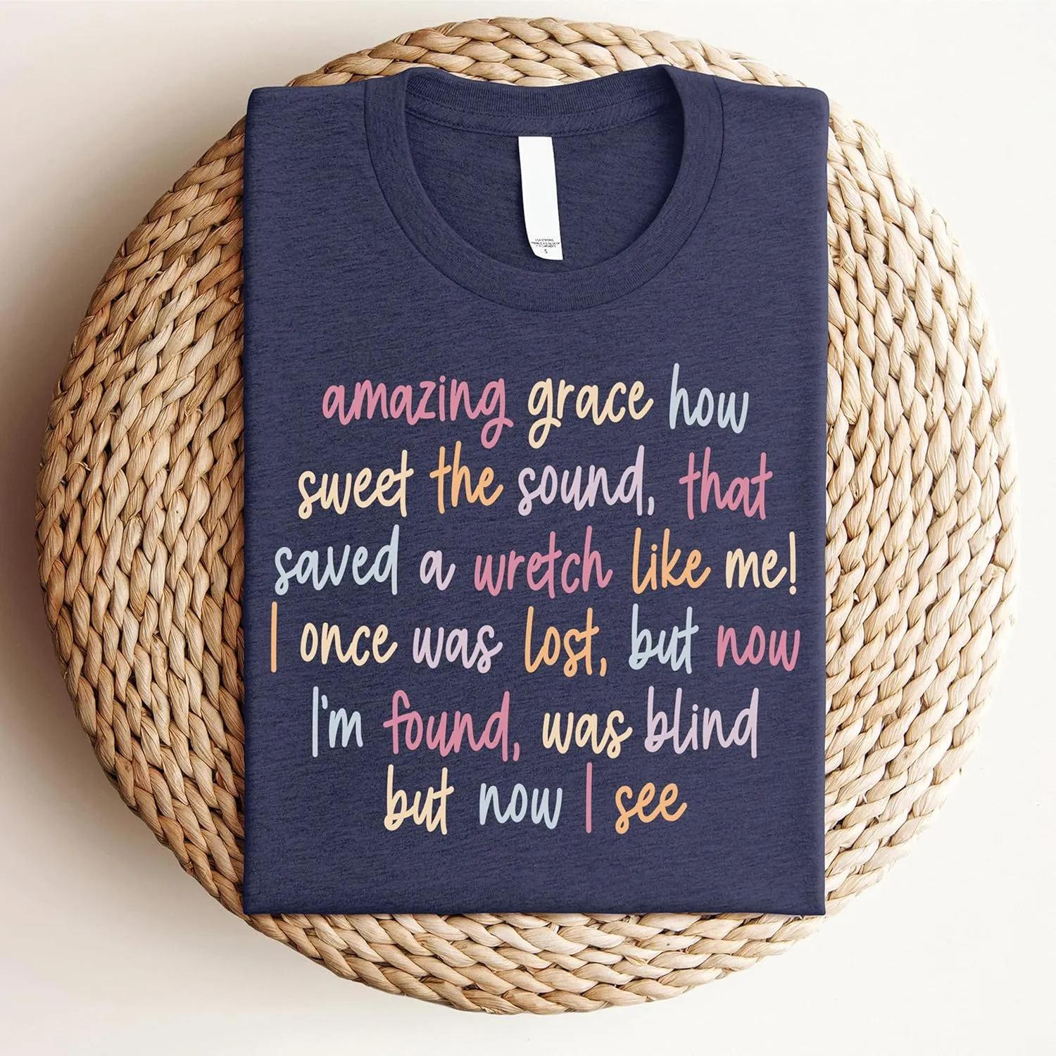 Love in Faith, Amazing Grace, Christian T-Shirts for Women, Faith-Based Apparel, Christian Gifts, Heather Navy
