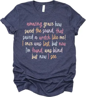 Love in Faith, Amazing Grace, Christian T-Shirts for Women, Faith-Based Apparel, Christian Gifts, Heather Navy