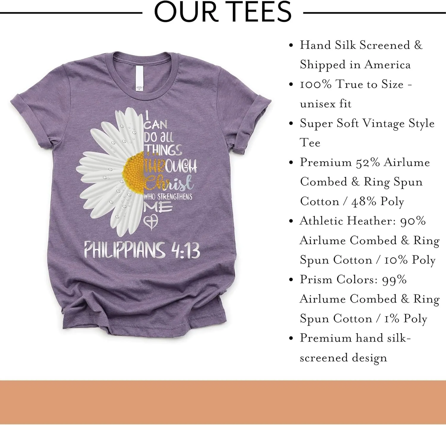 Love in Faith Christian Shirts for Women | I Can Do All Things Daisy | Faith Shirts for Women – Christian T Shirts