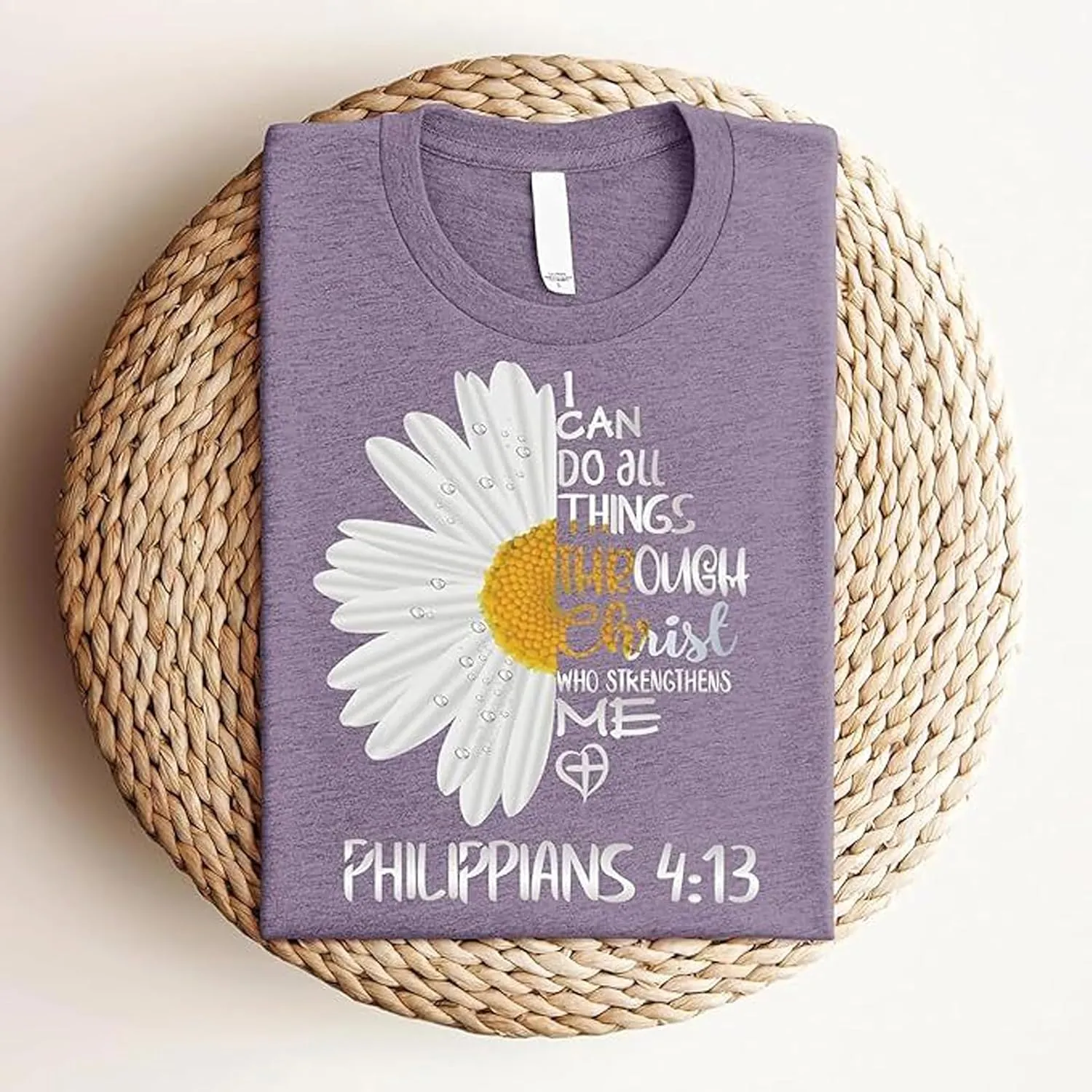 Love in Faith Christian Shirts for Women | I Can Do All Things Daisy | Faith Shirts for Women – Christian T Shirts