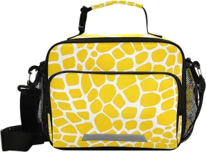 Lunch Bags Boxes Insulated Small Boys Girls Cooler Kids Yellow Lizard Skin for School Student with Shoulder Strap Water-Resistant