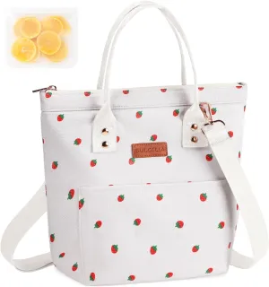Lunch Box for Women/Men - Adult Insulated Lunch Bag with Snack Bag, Portable Reusable Waterproof Lunch Tote Bags with Adjustable Shoulder Strap for Work,Travel,Outdoor（beige）