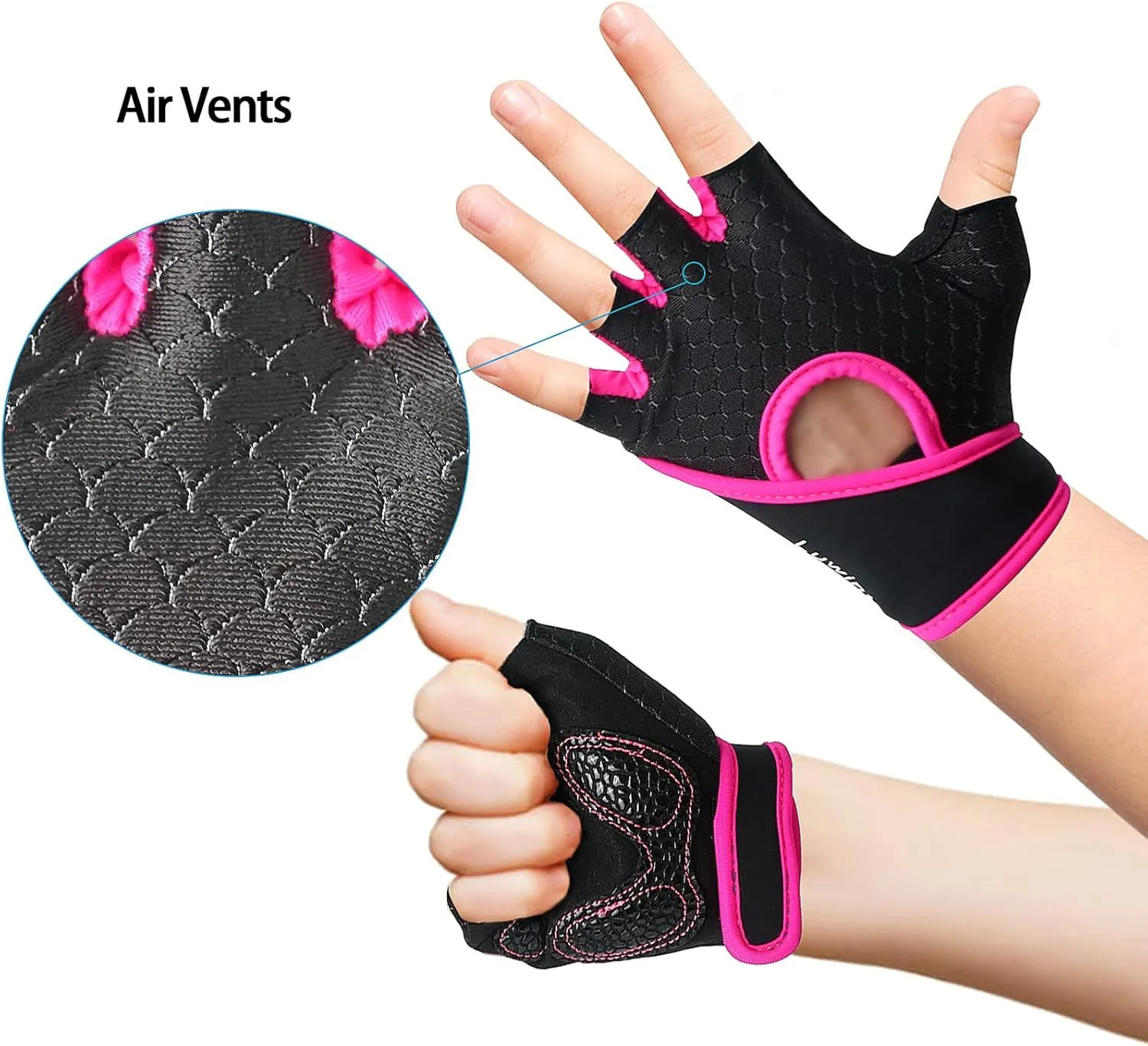 Luwint Kids Workout Gloves, Ventilated Grip Exercise Gloves for Boys and Girls Weightlifting Hanging Gym, Children 3-12 Years