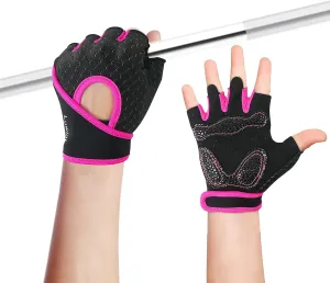 Luwint Kids Workout Gloves, Ventilated Grip Exercise Gloves for Boys and Girls Weightlifting Hanging Gym, Children 3-12 Years