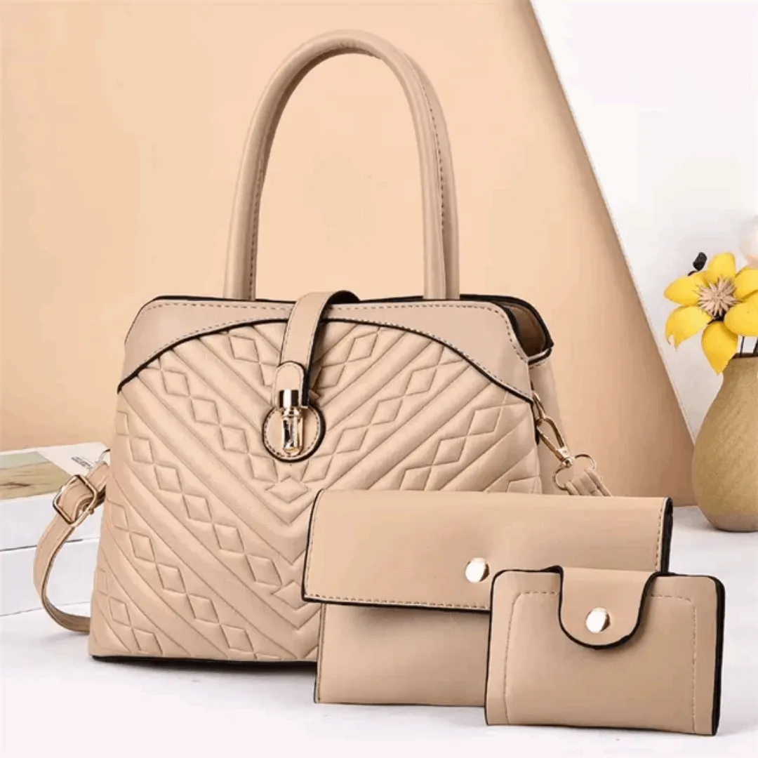 Luxury Textured Tote & Handbag Set – High-Capacity Fashion Messenger Bag for Women