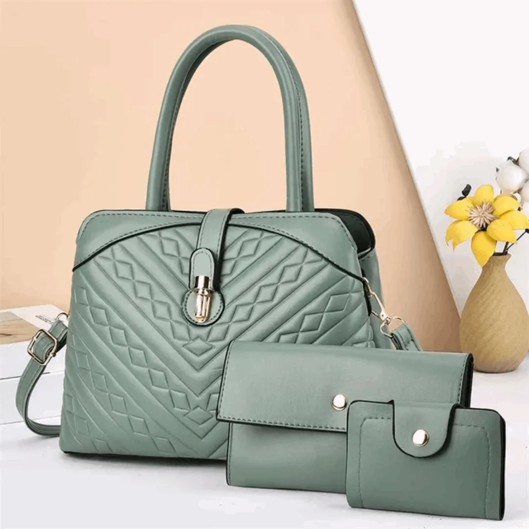 Luxury Textured Tote & Handbag Set – High-Capacity Fashion Messenger Bag for Women