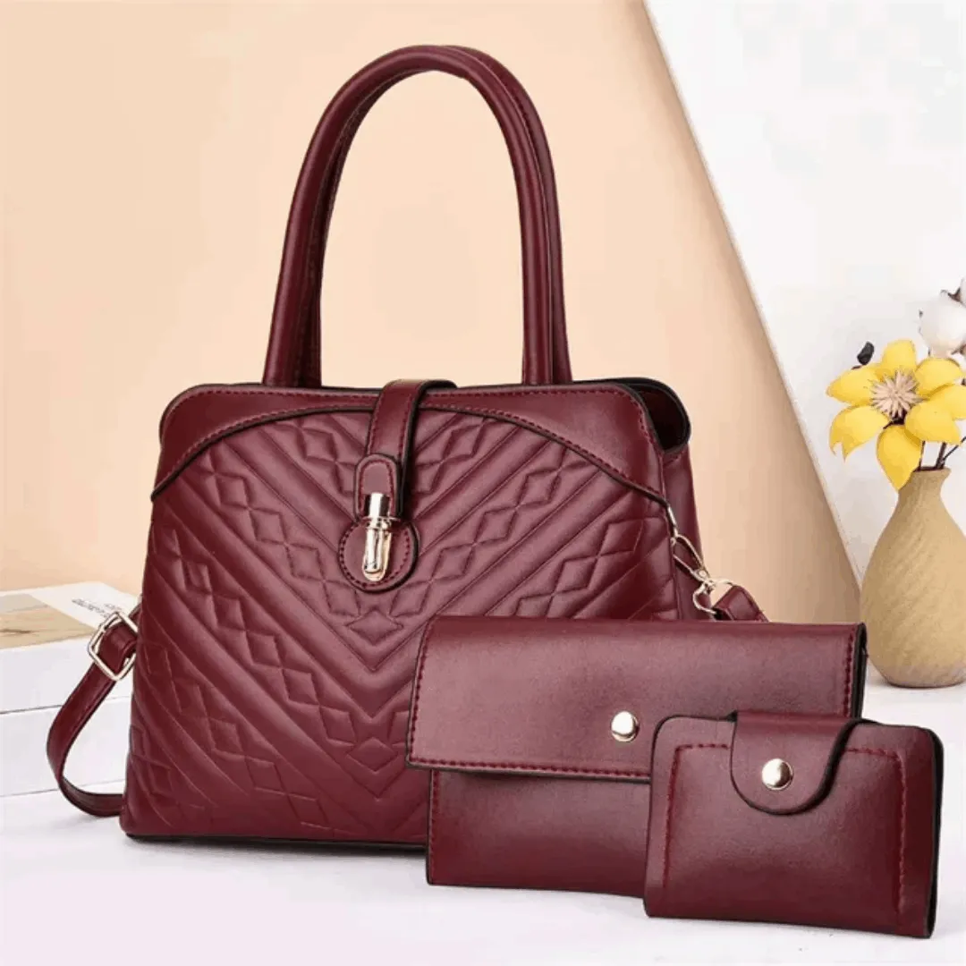 Luxury Textured Tote & Handbag Set – High-Capacity Fashion Messenger Bag for Women