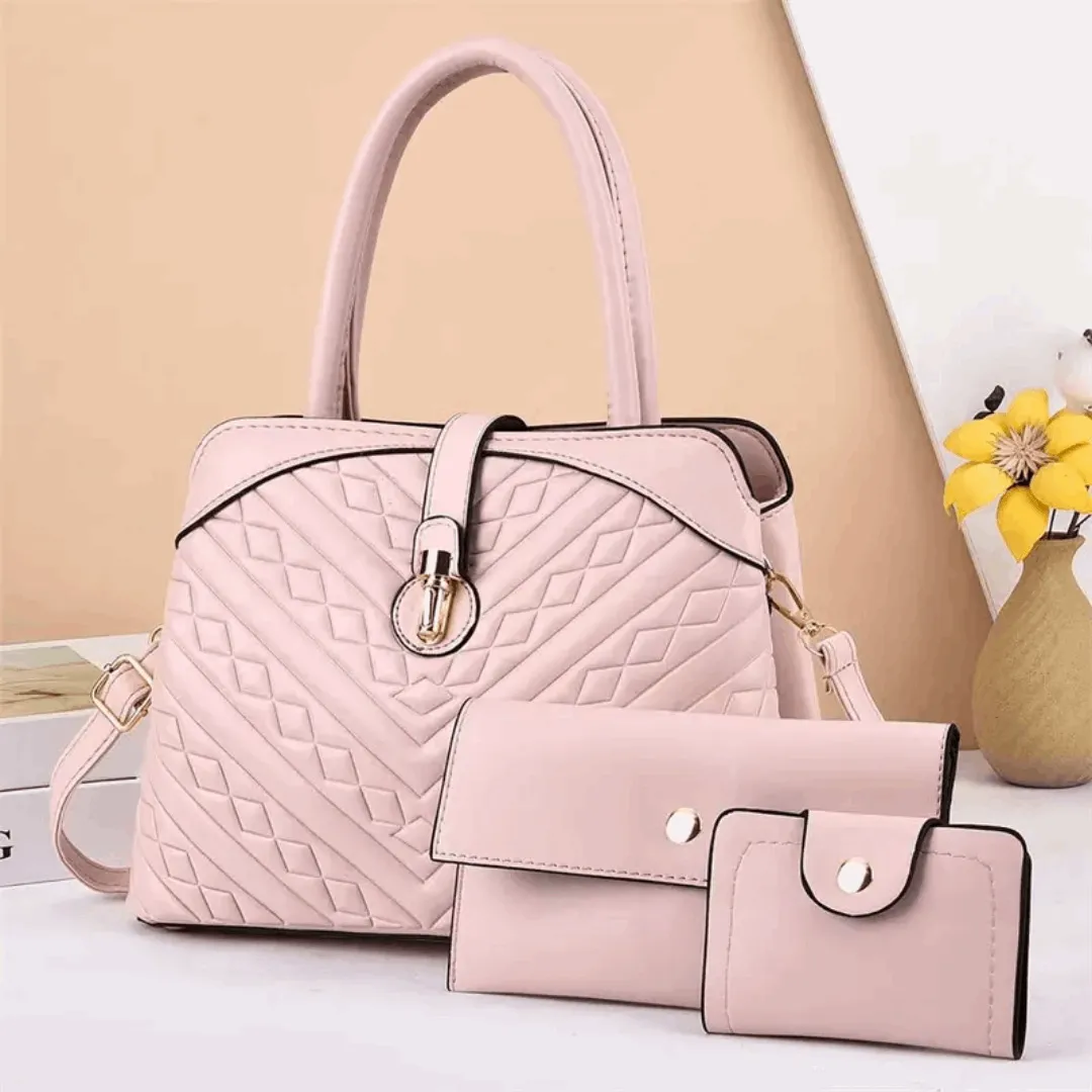 Luxury Textured Tote & Handbag Set – High-Capacity Fashion Messenger Bag for Women