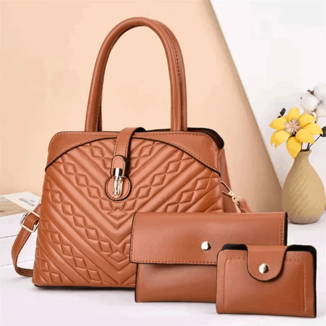 Luxury Textured Tote & Handbag Set – High-Capacity Fashion Messenger Bag for Women