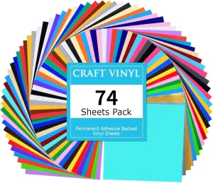 Lya Vinyl 74 Pack Permanent Vinyl for Cricut - Self Adhesive Vinyl with 2 Transfer Paper for Decor Sticker, Party Decoration - 40 Color Vinyl for Cricut & Cameo