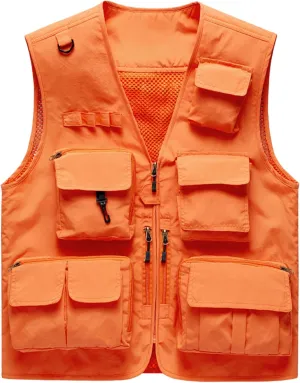 M2C Mens Hooded Mesh Multiple Pockets Traveling Vest