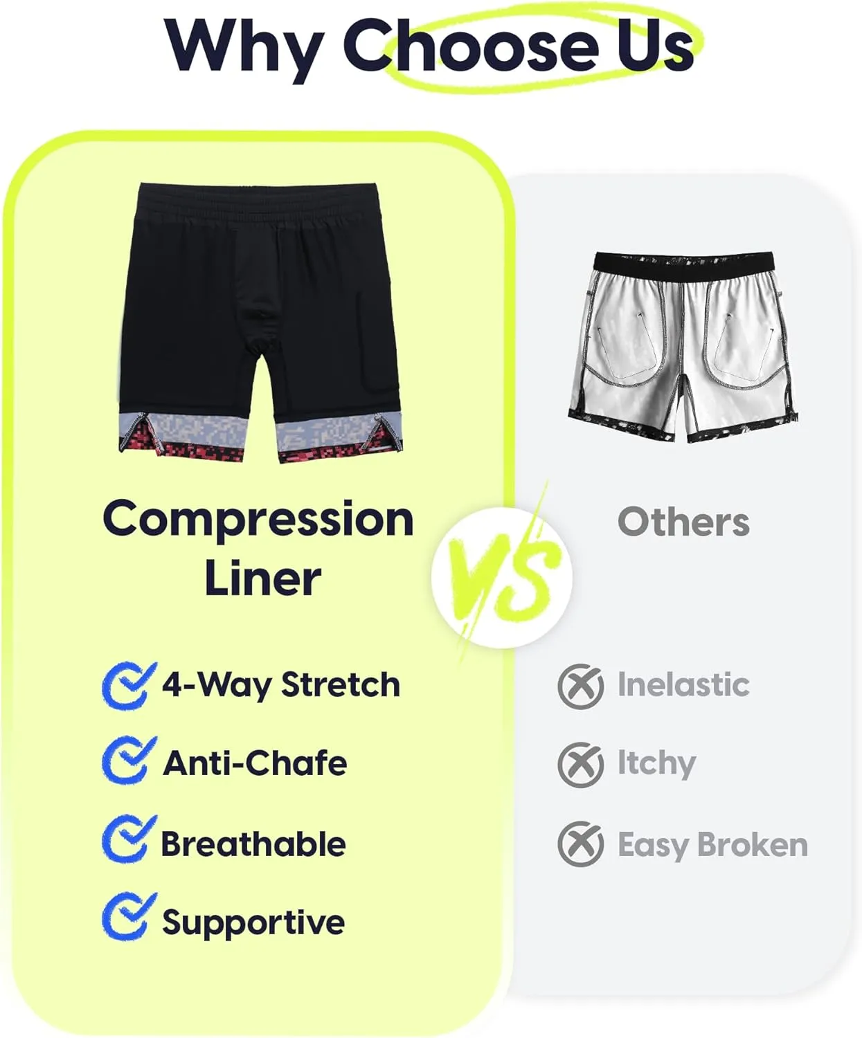 maamgic Boys Athletic Shorts with Liner Teens Youth 2 in 1 Active Running Shorts