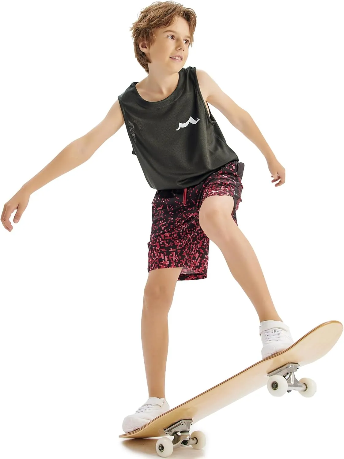 maamgic Boys Athletic Shorts with Liner Teens Youth 2 in 1 Active Running Shorts